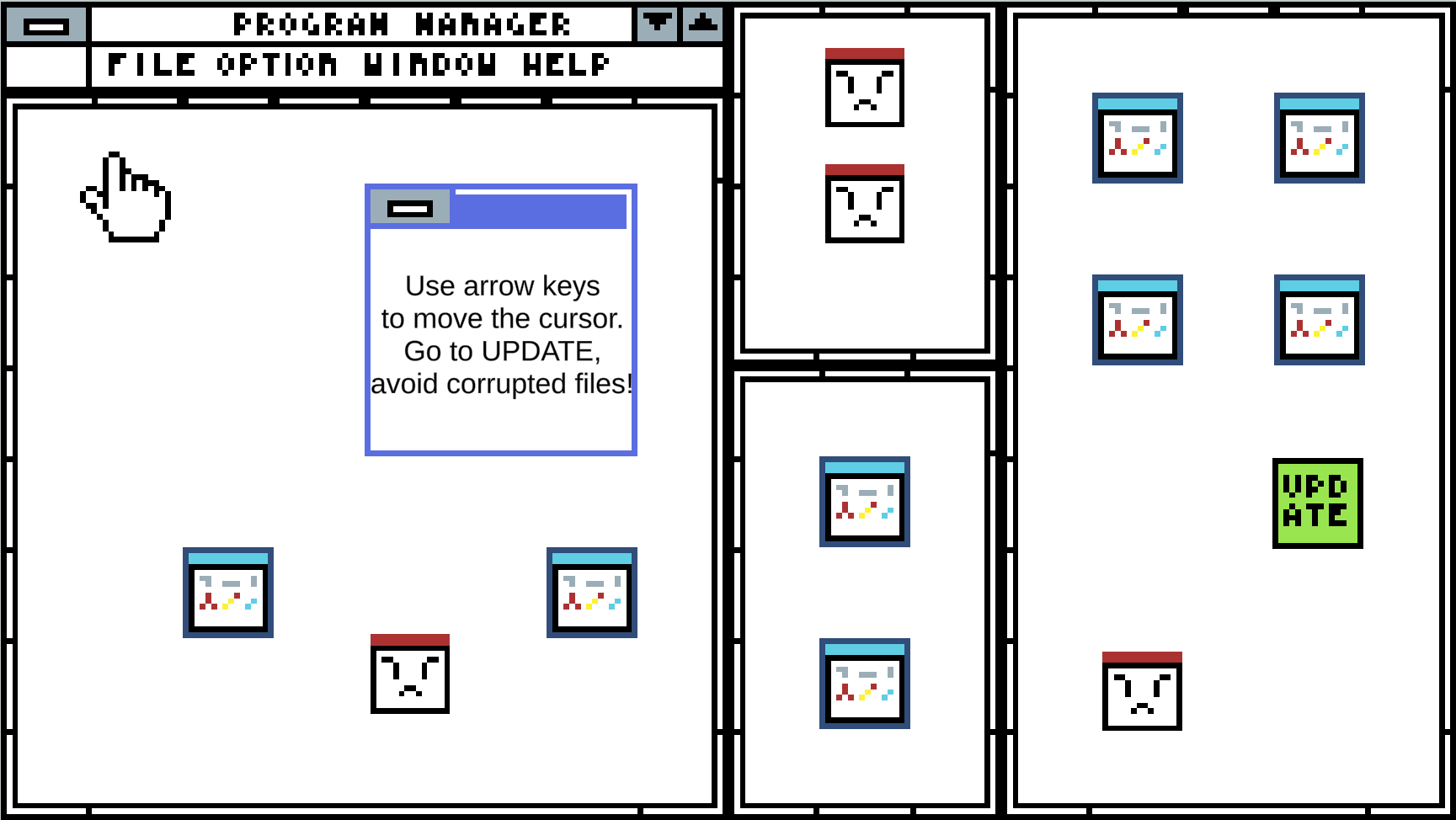 Le niveau Windows 3.1 reprend le design de cet OS.