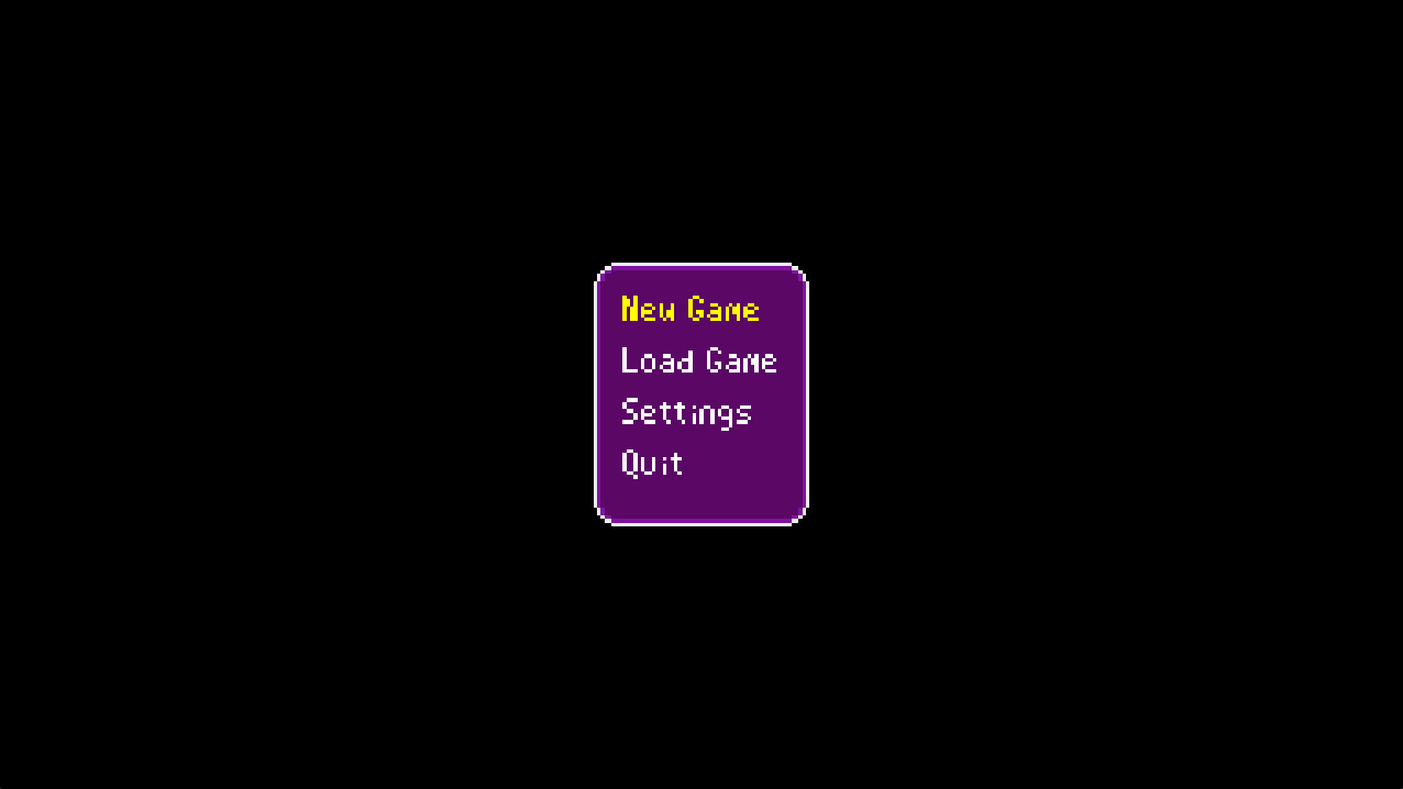 Le menu du jeu. Le système de sauvegarde est fonctionnel.
