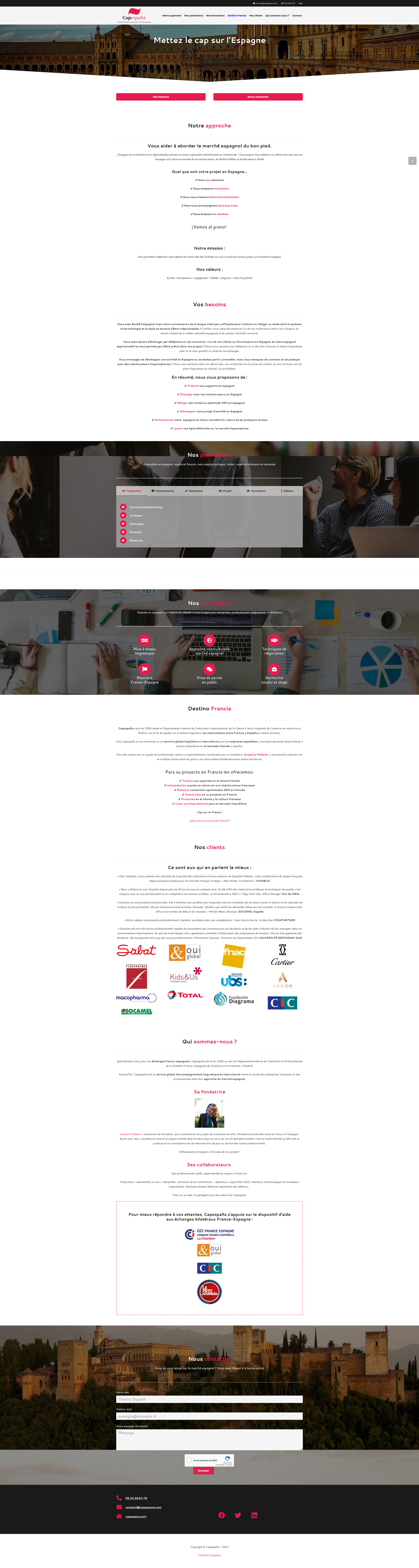 Page principale du site